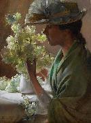 Charles Courtney Curran Lady with a Bouquet painting